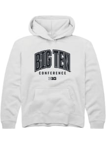 Youth Big Ten White Rally Arch Logo Long Sleeve Hooded Sweatshirt