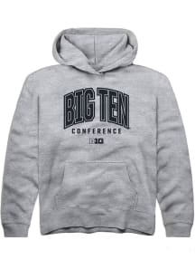 Youth Big Ten Grey Rally Arch Logo Long Sleeve Hooded Sweatshirt