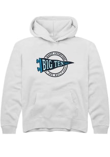 Youth Big Ten White Rally Pennant Long Sleeve Hooded Sweatshirt