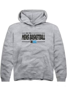 Youth Big Ten Grey Rally Mens Basketball Long Sleeve Hooded Sweatshirt