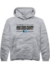 Youth Big Ten Grey Rally Mens Cross Country Long Sleeve Hooded Sweatshirt