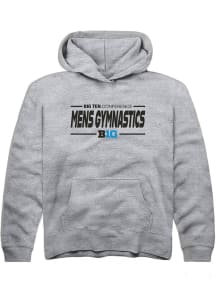 Youth Big Ten Grey Rally Mens Gymnastics Long Sleeve Hooded Sweatshirt