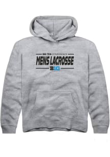 Youth Big Ten Grey Rally Mens Lacrosse Long Sleeve Hooded Sweatshirt