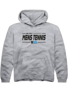 Youth Big Ten Grey Rally Mens Tennis Long Sleeve Hooded Sweatshirt