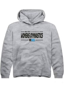 Youth Big Ten Grey Rally Womens Gymnastics Long Sleeve Hooded Sweatshirt