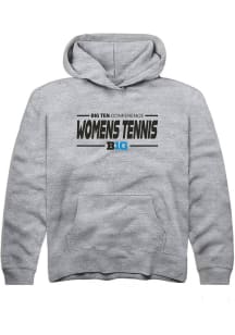 Youth Big Ten Grey Rally Womens Tennis Long Sleeve Hooded Sweatshirt