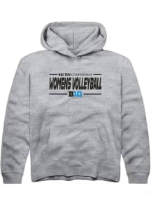 Youth Big Ten Grey Rally Womens Volleyball Long Sleeve Hooded Sweatshirt