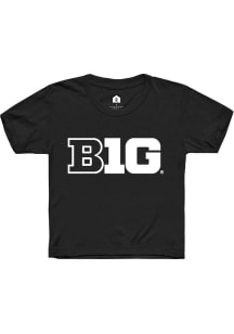 Youth Big Ten Black Rally Primary Logo Short Sleeve T-Shirt