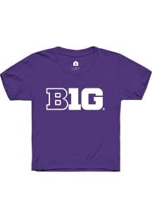 Youth Big Ten Purple Rally Primary Logo Design Short Sleeve T-Shirt