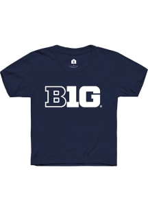 Youth Big Ten Navy Blue Rally Primary Logo Short Sleeve T-Shirt