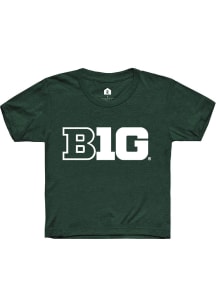 Youth Big Ten Green Rally Primary Logo Design Short Sleeve T-Shirt