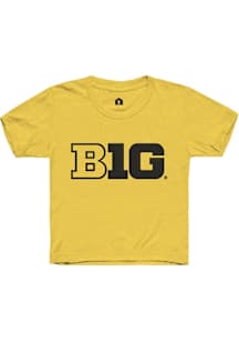 Rally Big Ten Youth Yellow Primary Logo Short Sleeve T-Shirt