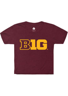 Youth Big Ten Maroon Rally Primary Logo Short Sleeve T-Shirt