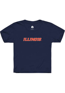 Youth Illinois Fighting Illini Navy Blue Rally Wordmark Short Sleeve T-Shirt