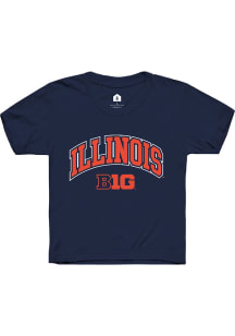 Youth Illinois Fighting Illini Navy Blue Rally Arch Logo Short Sleeve T-Shirt