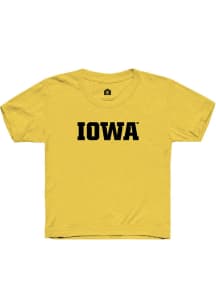 Rally Iowa Hawkeyes Youth Yellow Wordmark Short Sleeve T-Shirt