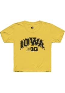 Youth Iowa Hawkeyes Yellow Rally Arch Logo Short Sleeve T-Shirt