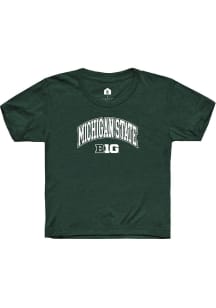 Youth Michigan State Spartans Green Rally Arch Logo Short Sleeve T-Shirt