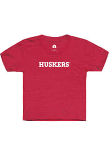Rally Nebraska Cornhuskers Youth Red Wordmark Short Sleeve T-Shirt