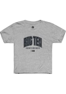 Youth Big Ten Grey Rally Arch Logo Short Sleeve T-Shirt