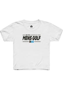 Youth Big Ten White Rally Mens Golf Short Sleeve T-Shirt