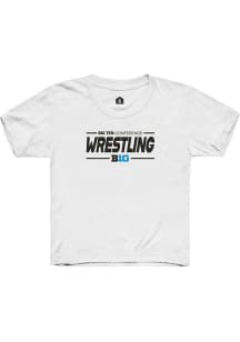 Youth Big Ten White Rally Wrestling Short Sleeve T-Shirt