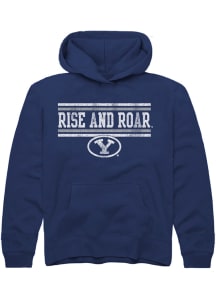 Rally BYU Cougars Youth Navy Blue Chant Bars Long Sleeve Hoodie