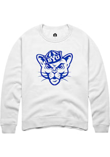 Rally BYU Cougars Mens White Alt Logo Long Sleeve Crew Sweatshirt