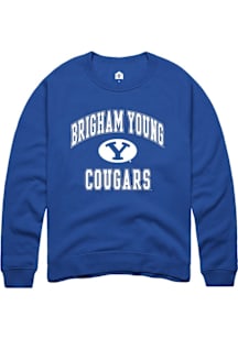 Rally BYU Cougars Mens Blue No 1 Long Sleeve Crew Sweatshirt