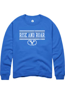 Rally BYU Cougars Mens Blue Chant Bars Long Sleeve Crew Sweatshirt