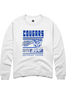 Rally BYU Cougars Mens White Retro Long Sleeve Crew Sweatshirt
