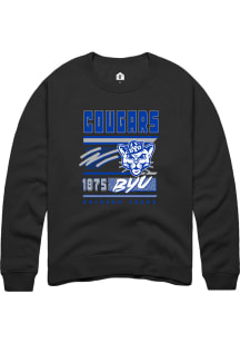 Rally BYU Cougars Mens Black Retro Long Sleeve Crew Sweatshirt
