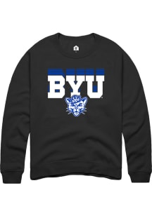 Rally BYU Cougars Mens Black Repeat Long Sleeve Crew Sweatshirt