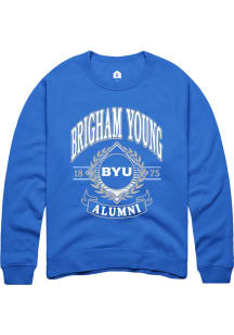 Rally BYU Cougars Mens Blue Alumni Wreath Long Sleeve Crew Sweatshirt