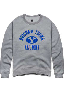 Rally BYU Cougars Mens Grey Alumni Arch Long Sleeve Crew Sweatshirt