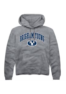 Rally BYU Cougars Mens Grey Arch Logo Long Sleeve Hoodie