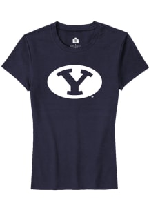 Rally BYU Cougars Womens Navy Blue Primary Logo Short Sleeve T-Shirt