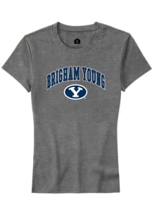 Rally BYU Cougars Womens Grey Arch Logo Short Sleeve T-Shirt