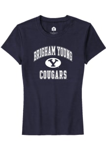 Rally BYU Cougars Womens Navy Blue No 1 Short Sleeve T-Shirt