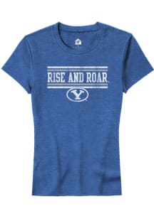 Rally BYU Cougars Womens Blue Chant Bars Short Sleeve T-Shirt