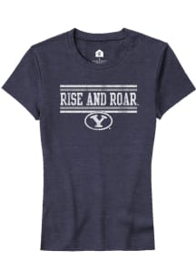Rally BYU Cougars Womens Navy Blue Chant Bars Short Sleeve T-Shirt