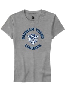 Rally BYU Cougars Womens Grey Circle Short Sleeve T-Shirt
