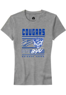 Rally BYU Cougars Womens Grey Retro Short Sleeve T-Shirt