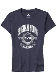 Rally BYU Cougars Womens Navy Blue Alumni Wreath Short Sleeve T-Shirt