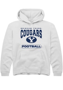 Rally BYU Cougars Youth White Football Long Sleeve Hoodie