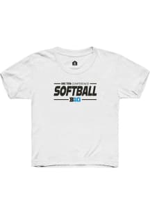 Youth Big Ten White Rally Softball Short Sleeve T-Shirt