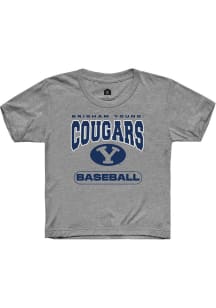 Rally BYU Cougars Youth Grey Baseball Short Sleeve T-Shirt