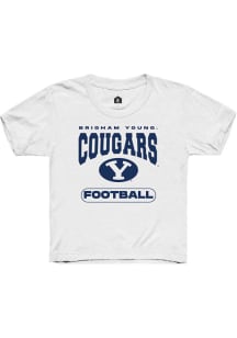 Rally BYU Cougars Youth White Football Short Sleeve T-Shirt