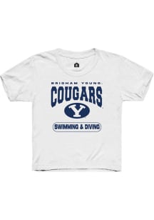 Rally BYU Cougars Youth White Swimming and Diving Short Sleeve T-Shirt
