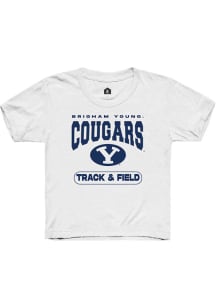 Rally BYU Cougars Youth White Track and Field Short Sleeve T-Shirt